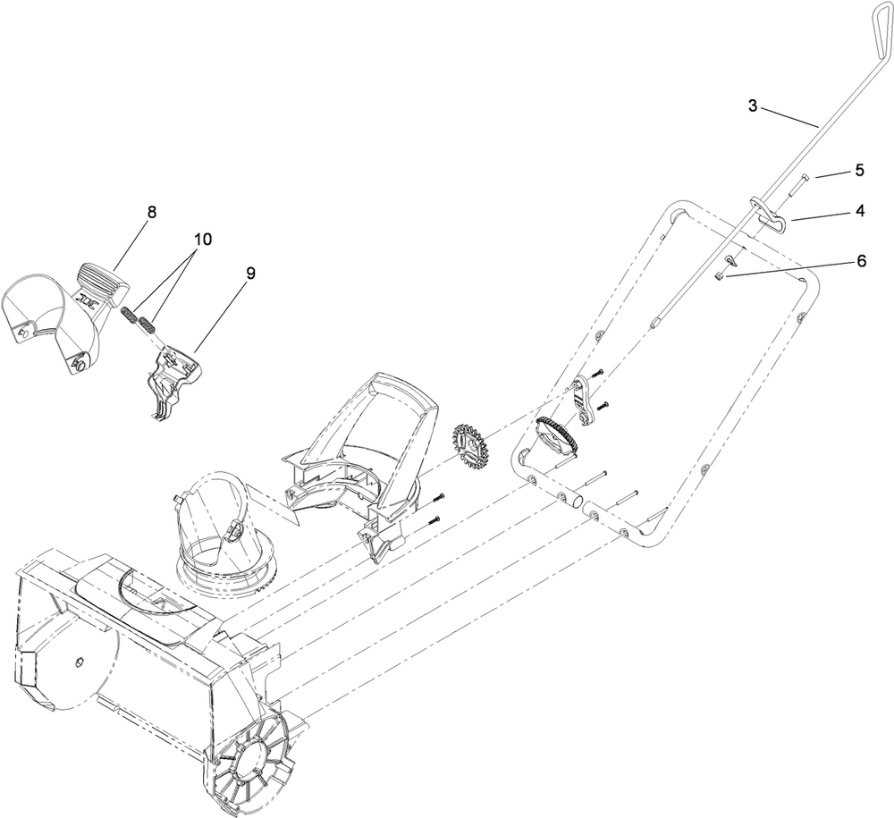 Chute Assembly Diagram and Parts List for 38302 315000001 - 315999999 Lawn Boy Snow Blower